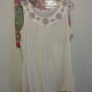 White flowy embellished  tank top *5 for $30*